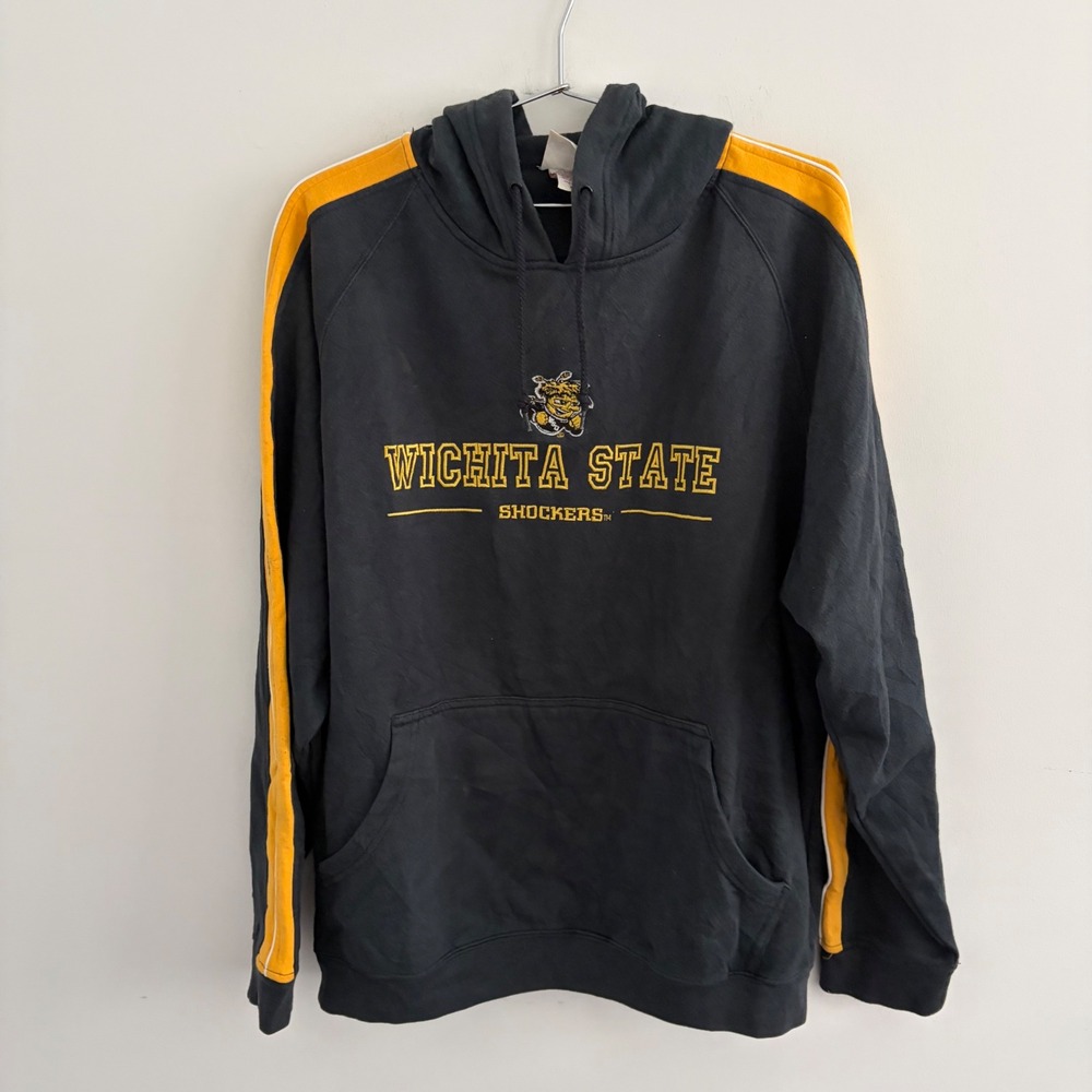 Red Oak Wichita State Shockers Hoodie‎ Mens XL Black Yellow Side Stripe Pullover